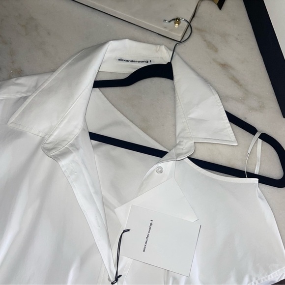 Alexander Wang White Cutout Cotton-Poplin Mini Shirt Dress - Picture 3 of 6